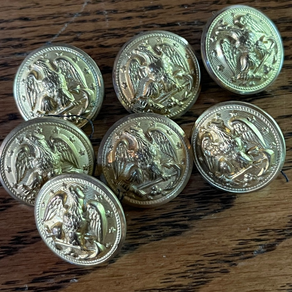 Vtg US Navy Eagle With Anchor Brass 7/8" Button Lot of 7 Superior/ Waterbury